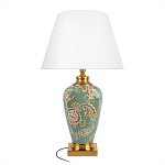 Настольная лампа бирюзовая с цветочным принтом Turquoise Flight варинант исполнения - 1 | Loft Concept в Уфе