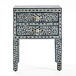 Тумбочка прикроватная White Pearl BEDSIDE CABINET 2 blue DRAWER варинант исполнения - 1 | Loft Concept в Уфе