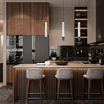 Подвесной светильник с узким цилиндрическим плафоном и черным металлическим декором Concrete Pipe варинант исполнения - 14 | Loft Concept в Уфе