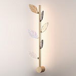 Бра с золотистой вертикальной трубкой и декоративными прозрачными листьями из стекла Sylva  варинант исполнения - 3 | Loft Concept в Уфе
