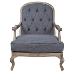 Кресло с пуфом с мягкой обивкой из льна Edward Armchair grey варинант исполнения - 1 | Loft Concept в Уфе