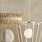 Подвесной светильник в форме купола с декором из круглых деревянных бусин White Wooden Beads Chandelier варинант исполнения - 5 | Loft Concept в Уфе