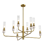 Люстра с 8-ю плафонами в форме стеклянных трубок и мраморных декоративных элементов Montreal варинант исполнения - 9 | Loft Concept в Уфе