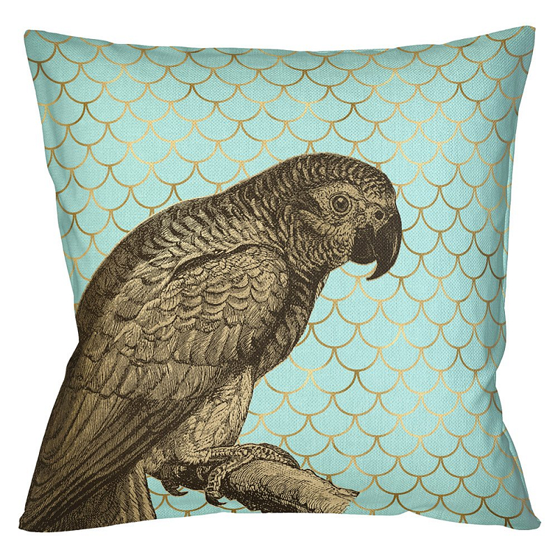 Подушка Safari light blue parrot Бирюзовый Глянцевое золото Подушка Safari light blue parrot Бирюзовый Глянцевое золото в Уфе | Loft Concept