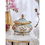 Шкатулка с крышкой из голубого фарфора с риунком птиц и цветов Blue Garden варинант исполнения - 3 | Loft Concept в Уфе