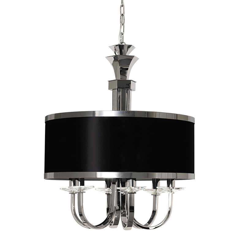 Люстра подвесная круглая с черным абажуром и чашей крепления в форме многогранника Natural Concepts Хром Сталь Золотой в Уфе | Loft Concept 