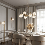 Подвесной светильник с шарообразным плафоном из белого стекла с подвеской из камня и кисточкой Agatelle варинант исполнения - 5 | Loft Concept в Уфе