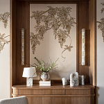 Обои с вышивкой ручной работы Deco Wisteria ﻿Midas colourway on Liso Pearl wool sateen варинант исполнения - 4 | Loft Concept в Уфе