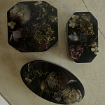 Шкатулка из эпоксидной смолы с цветами черная Epoxy Resin Oval Box Black варинант исполнения - 5 | Loft Concept в Уфе