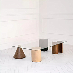 Дизайнерский журнальный стол с прозрачной столешницей и ножками в форме геометрических фигур Pytusin варинант исполнения - 1 | Loft Concept в Уфе