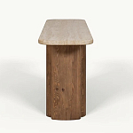 Консоль с овальной столешницей и фактурным деревянным основанием Enzo варинант исполнения - 1 | Loft Concept в Уфе