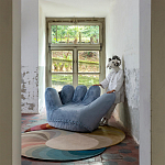 Дизайнерское плюшевое кресло в форме руки голубое Poltronova Joe Plush Baby Blue Armchair варинант исполнения - 4 | Loft Concept в Уфе