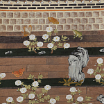 Обои ручная роспись The Art of Learning and Steps for the Flowers by Teo Yang Special Colourway on purple painted Xuan paper варинант исполнения - 2 | Loft Concept в Уфе