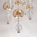 Люстра с плафонами из прозрачного и янтарного стекла в виде шаров и ромбов Gabriel Scott Luna варинант исполнения - 10 | Loft Concept в Уфе