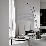 Торшер с изогнутой черной металлической стойкой и цилиндрическим плафоном Davide Groppi варинант исполнения - 7 | Loft Concept в Уфе