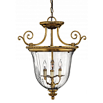 Люстра подвесная цвета латунь с прозрачным стеклянным плафоном и тремя лампами в классическом стиле на цепи Hinkley варинант исполнения - 1 | Loft Concept в Уфе