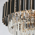 Люстра из черного металла с многоярусными подвесками из прозрачного хрусталя на золотой цепи Empire Black Chandelier Crystal варинант исполнения - 5 | Loft Concept в Уфе