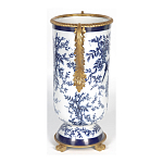Ваза с бронзовыми ручками и синим цветочным узором Blue & White Ornament варинант исполнения - 3 | Loft Concept в Уфе
