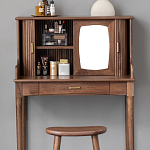 Туалетный стол деревянный с ящиком и зеркалом Moon Walnut Furniture варинант исполнения - 5 | Loft Concept в Уфе