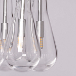 Люстра с 7-ю прозрачными плафонами из стекла в форме капли на круглом потолочном основании цвета хром Lucid Rain  варинант исполнения - 8 | Loft Concept в Уфе