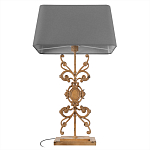Настольная лампа на ажурном чугунном основании с серым абажуром Openwork Lamp варинант исполнения - 3 | Loft Concept в Уфе