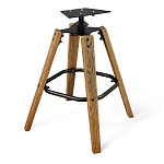 Барный стул со спинкой и металлической подставкой на 4-х деревянных ножках Бежевый Велюр Vendramin Chair варинант исполнения - 9 | Loft Concept в Уфе