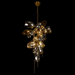 Люстра подвесная вытянутой формы с плафонами из стекла и металла с двумя вертикальными подвесками Gilded Mirage  варинант исполнения - 6 | Loft Concept в Уфе