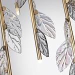 Люстра с золотистыми трубками и прозрачными стеклянными листьями на подвесах Sylva  варинант исполнения - 7 | Loft Concept в Уфе