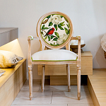 Стул с подлокотниками золотистый из бука с изображением птиц и цветов Blooming Red Birds варинант исполнения - 3 | Loft Concept в Уфе