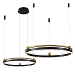 Люстра подвесная с двумя кольцами черного и золотого цвета Ring Horizontal варинант исполнения - 2 | Loft Concept в Уфе