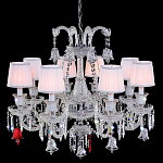 Люстра с 8-ю белыми текстильными абажурами и хрустальными подвесками Lustre Reverie варинант исполнения - 1 | Loft Concept в Уфе