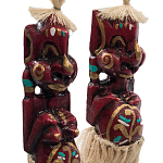 Комплект из 2-х деревянных статуэток Asmat Straw Headdress Statuettes Red Tattoo варинант исполнения - 3 | Loft Concept в Уфе