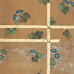 Обои ручная роспись Morning Glory Original colourway on gold metallic silk варинант исполнения - 2 | Loft Concept в Уфе