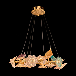 Люстра круглая на золотом каркасе с птичками и цветочным декором Miscellaneous herbs варинант исполнения - 1 | Loft Concept в Уфе