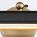 Светильник для картин цвет винтажная латунь с прямоугольным плафоном из кожи черного цвета Alora варинант исполнения - 5 | Loft Concept в Уфе