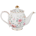 Чайник из фарфора белый с цветочным принтом Flower Porcelain Collection варинант исполнения - 1 | Loft Concept в Уфе