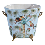 Кашпо из голубого фарфора с бронзовыми элементами Blue Garden варинант исполнения - 1 | Loft Concept в Уфе