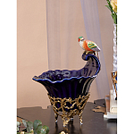 Чаша темно-синего цвета из фарфора с разноцветной птичкой Eden Garden porcelain and bronze варинант исполнения - 4 | Loft Concept в Уфе