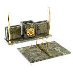 Настольный письменный набор из змеевика с гербом России Successful Leader варинант исполнения - 3 | Loft Concept в Уфе