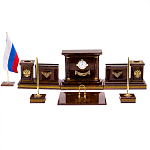 Настольный письменный набор с часами и визитницами из природного камня обсидиана Royal Present варинант исполнения - 1 | Loft Concept в Уфе