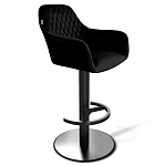 Барный стул вращающийся со спинкой и подлокотниками Douglas Rhombus Черный Велюр варинант исполнения - 1 | Loft Concept в Уфе