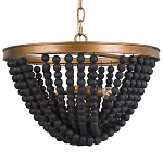 Люстра с подвесками в виде круглых деревянных черных бусин Black Wooden Beads Chandelier варинант исполнения - 1 | Loft Concept в Уфе