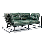 Диван Лофт Натуральная Винтажная кожа Зеленый Two Seat Encounter Leather Sofa варинант исполнения - 2 | Loft Concept в Уфе