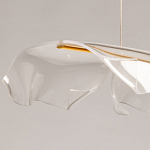 Люстра линейная с 3-мя белыми волнистыми плафонами Wave Line варинант исполнения - 8 | Loft Concept в Уфе