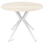 Стол обеденный с круглой столешницей из керамики на четырех белых ножках Sand Ceramics варинант исполнения - 1 | Loft Concept в Уфе