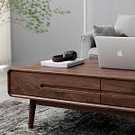 Кофейный стол из массива дерева с выдвижными ящиками Coffee Walnut Table варинант исполнения - 5 | Loft Concept в Уфе