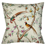 Подушка декоративная с изображением птиц в саду Beige Chinoiserie Birds in the Peach Orchard Cushion варинант исполнения - 1 | Loft Concept в Уфе