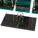 Настольный письменный набор из змеевика тёмно-зелёного цвета с декором в виде орла Successful Leader варинант исполнения - 4 | Loft Concept в Уфе