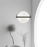 Светодиодный подвесной светильник круглой формы с металлическим черным каркасом Marble Glow варинант исполнения - 5 | Loft Concept в Уфе