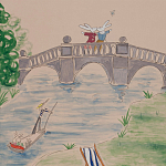 Обои ручная роспись Promenade Special Colourway on pink painted Xuan paper варинант исполнения - 1 | Loft Concept в Уфе